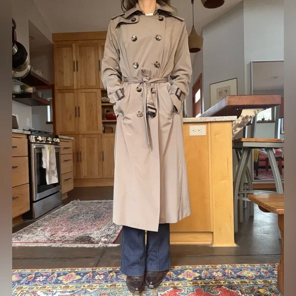 vintage London fog long classic trench double breasted petite medium - Picture 3 of 8